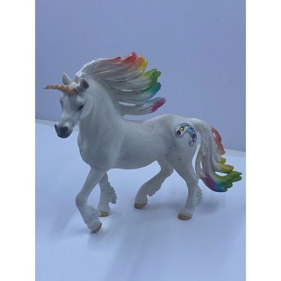 SCHLEICH D-73527 White Unicorn Rainbow Sparkle Mane Tail Germany - Picture 3 of 11